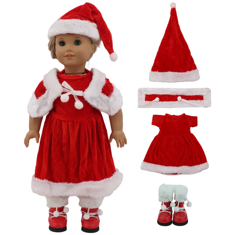 18인치 인형, 리본 인형 옷, 다양한 크리스마스 옷, 신발 세트, 어린이 크리스마스 선물에 적합
