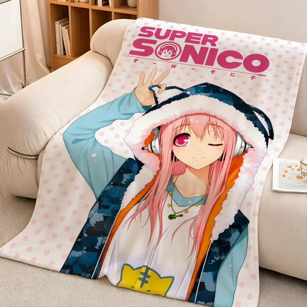 Anime S-Super Sonico Japanese Music Character Cute Throw Soft Warm Flannel Blanket Lightweight for Sofa Bed Couch Travel Adults