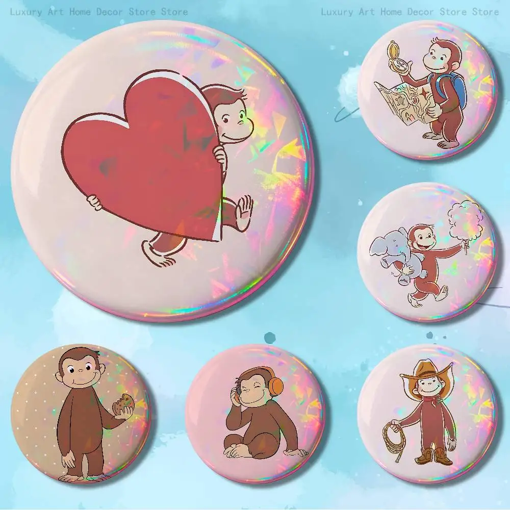Monkey C-Curious Cute G-George HD Print Badges Pretty Round Display Brooches IP merchandise 32mm 58mm 75mm 44mm 25mm