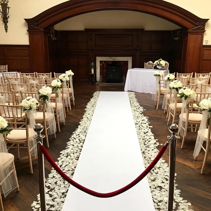 White Carpet Runner Rug for Party Thickness Red Rug Runner with 1 Pack Carpet Tape for Wedding Outdoor Accessories