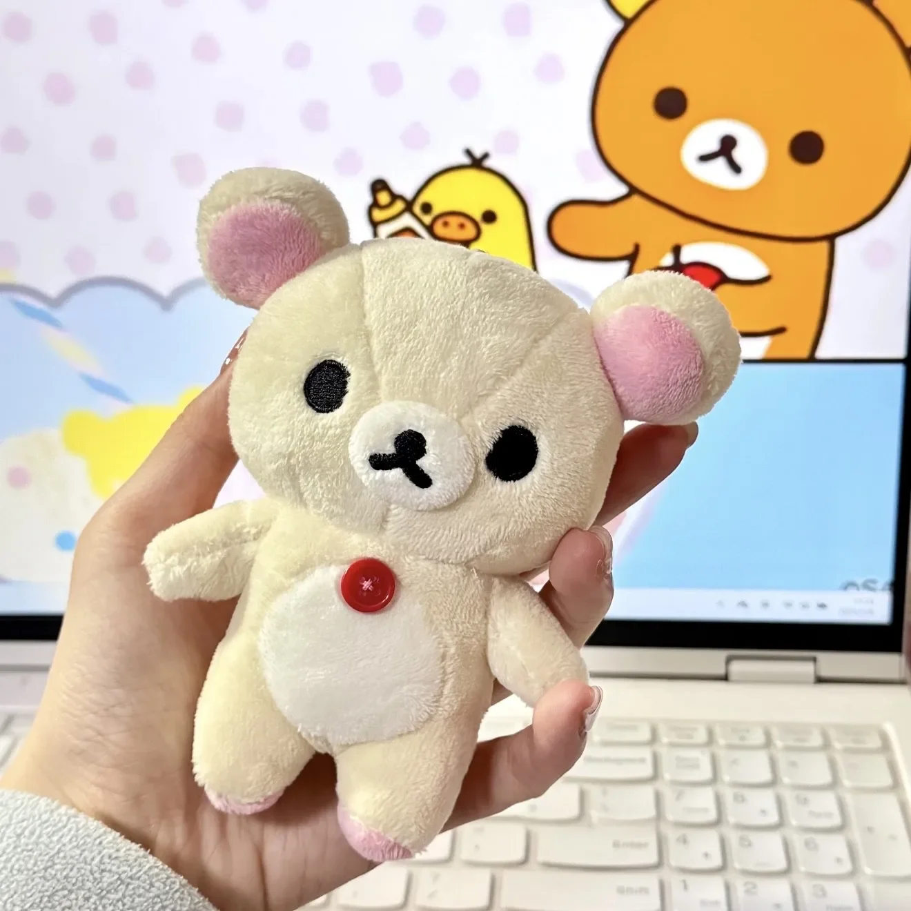 12 centimetri Kawaii Rilakkuma Korilakkuma Peluche Portachiavi Kawaii Marrone Orso Bianco Farcito Borsa Fascino Carino Regali Di Compleanno Ragazza