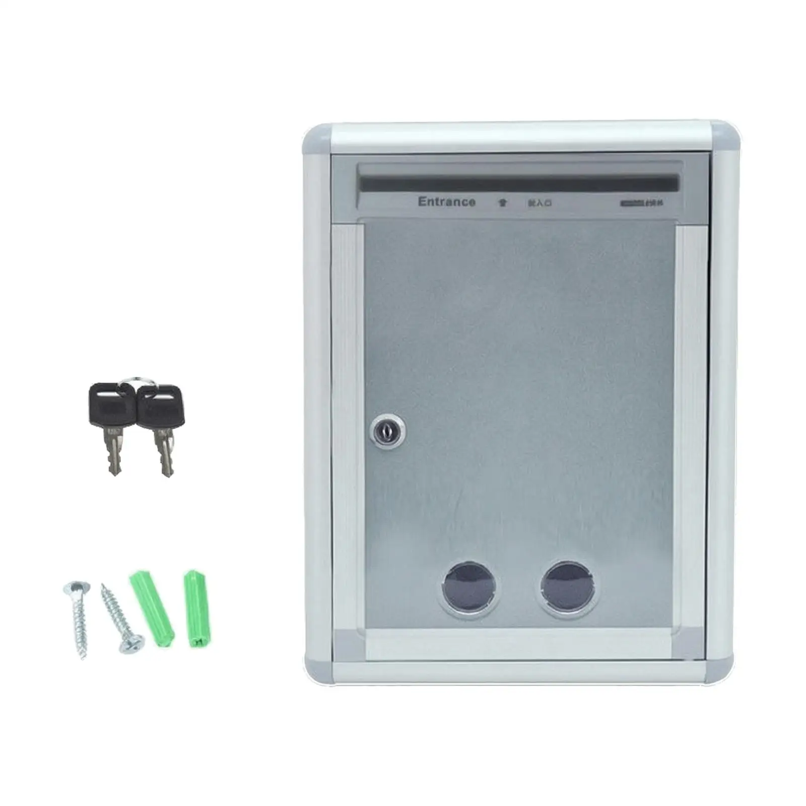 Aluminum Alloy Wall Box with Lockable Front Door and Tray for Organizing Mail Suggestion Forms Donations Secure
