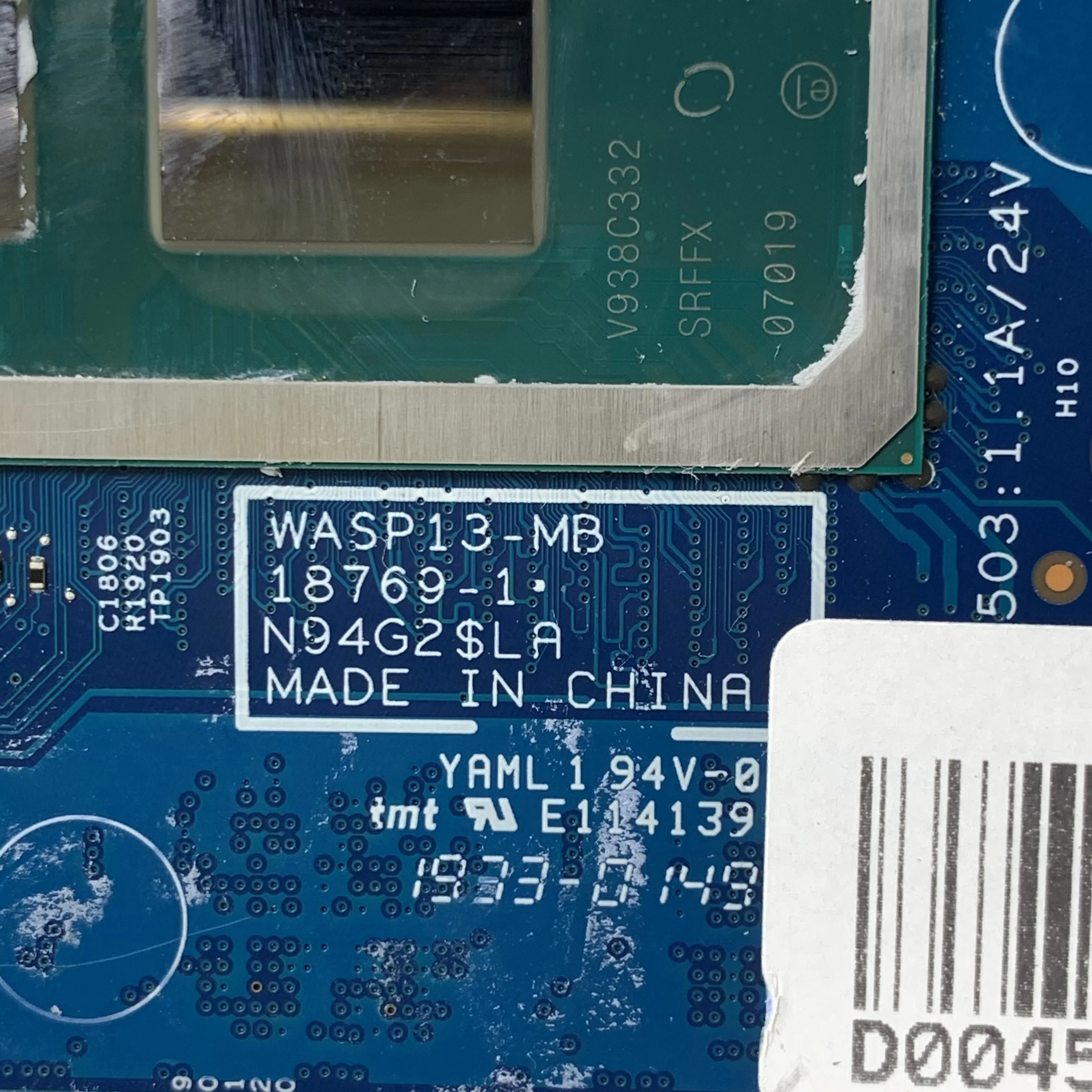 Placa base V61H3 0V61H3 CN-0V61H3 para la placa base del ordenador portátil DELL 5390 3301 18769-1 con CPU SRFFX I5-8265U 100% probado funcionando bien