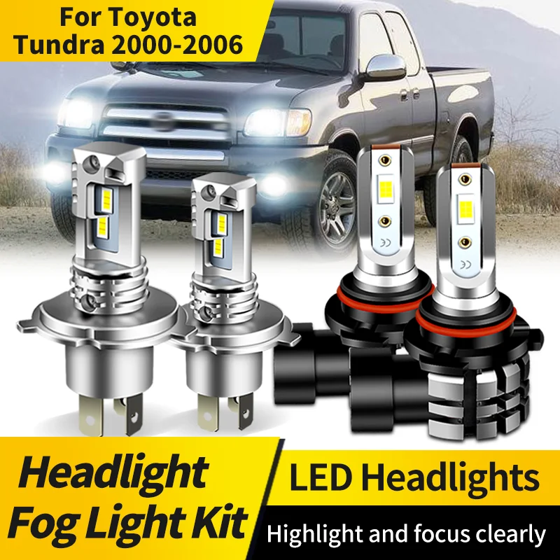 

2PCS LED Headlight Bulbs H4 HB2 High Low Beam Lamp 9006 HB4 Fog Lights 6000K CSP for Car Headlamp For Toyota Tundra 2000-2006