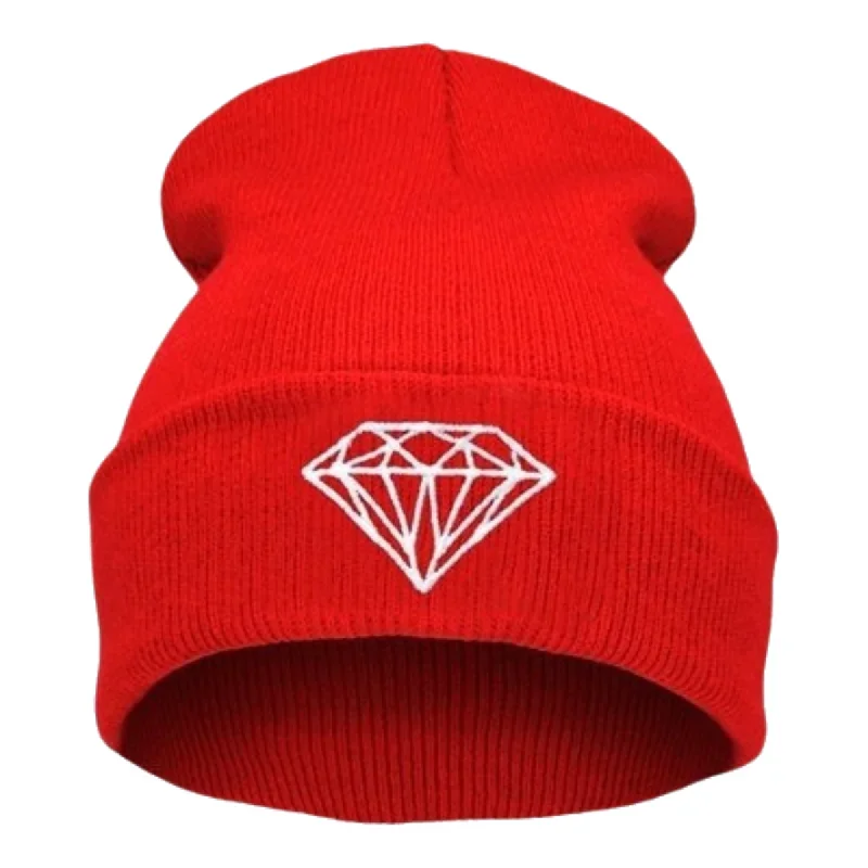 Diamond Pattern Embroidery Pullover Hat Autumn Winter Outdoor Warm Street Hip-hop Hat Fashion Versatile Solid Color Knitted Hat