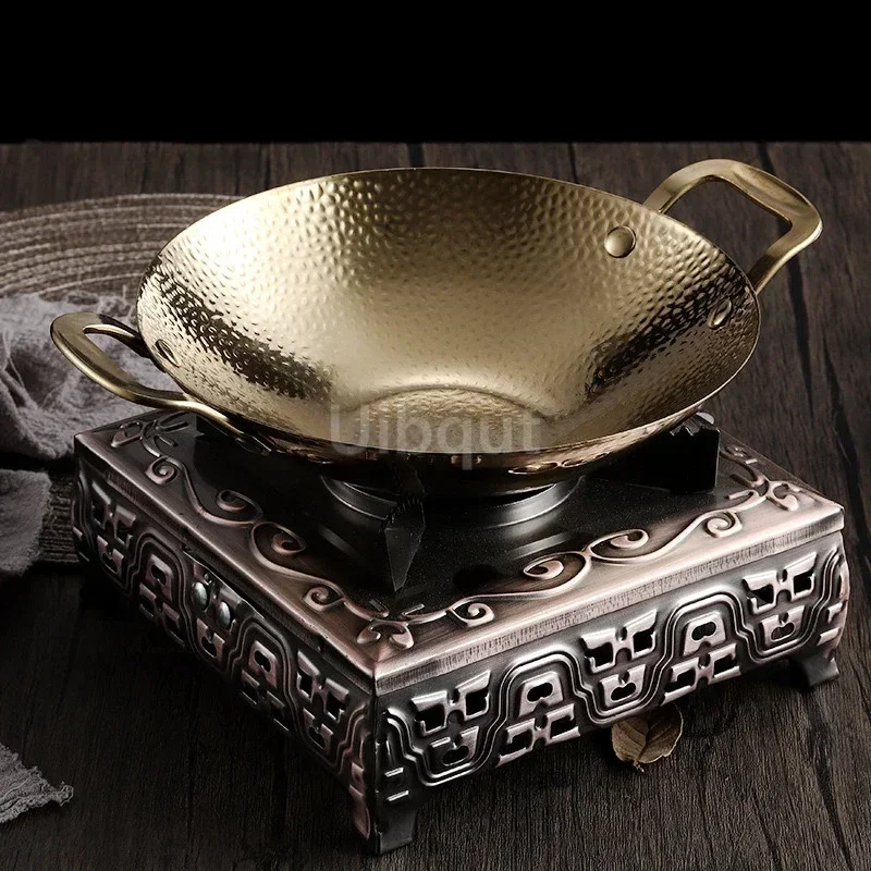 Pot cub Golden Double Ear Bar Cauldron Commercial round Bottom Small Hot Pot Creative Thickened Stainless Steel Dry - view 6