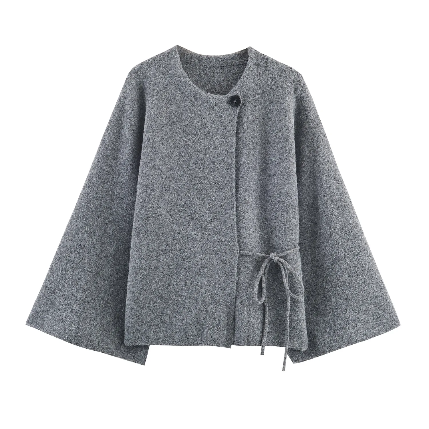 Cleanfit Knitted Coat Women Lazy Elegant Open Sleeve Tie Waist Cardigan Quiet Luxury Winter Commuter Outerwear Jacket