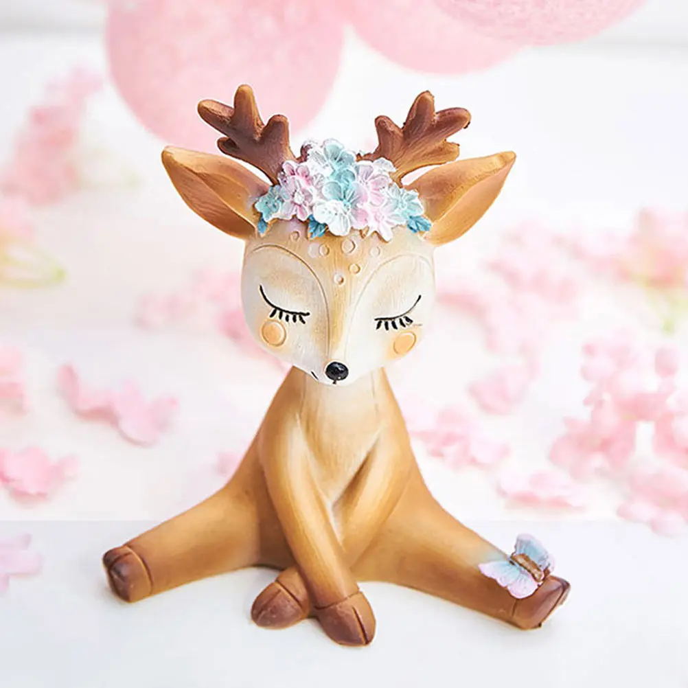 

4 Pcs Adornment Lifelike Craft Home Decoration Cartoon Resin Desktop Gardening Vivid Fawn Model Statue