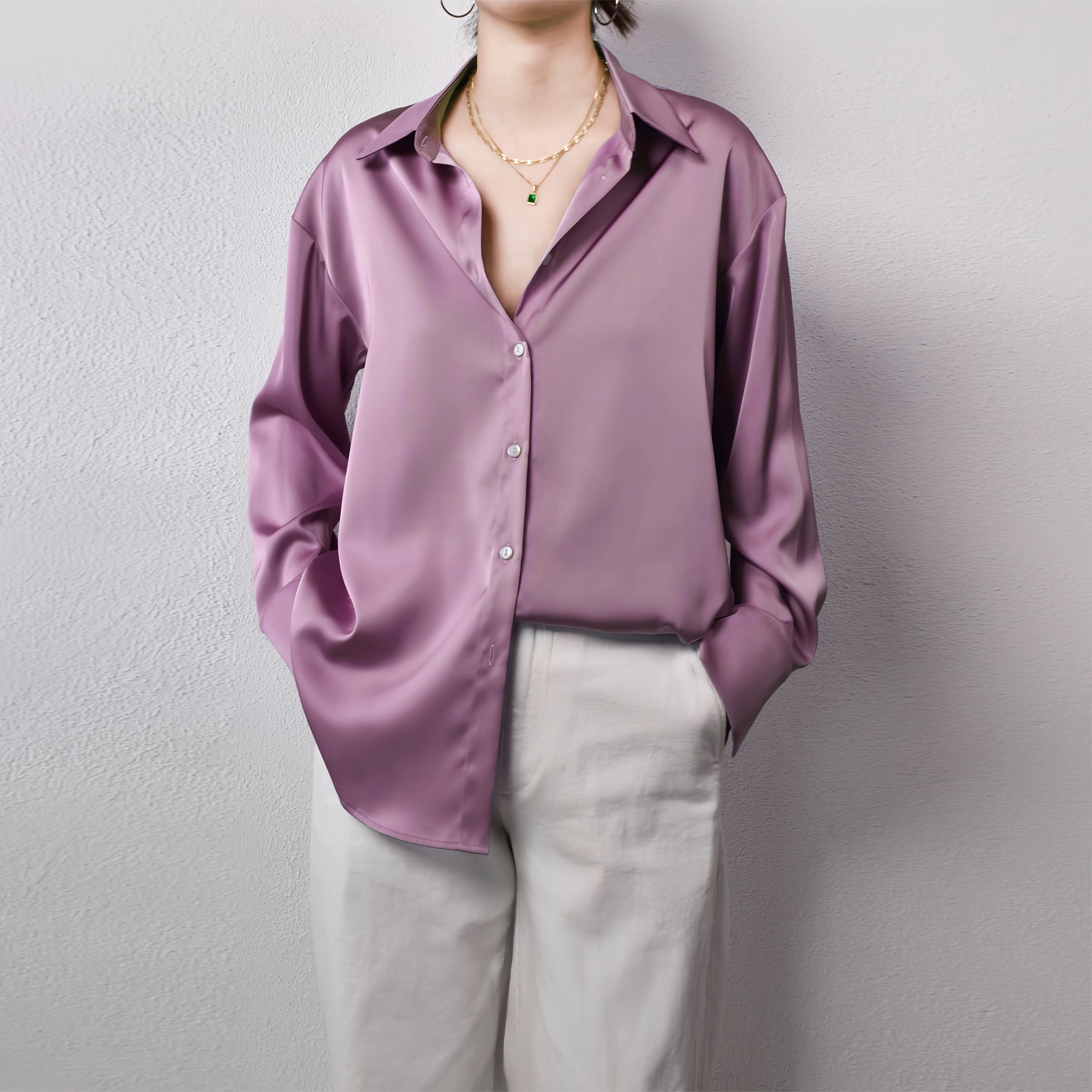 SUYISODA Women Satin Shirt Multicolor 4