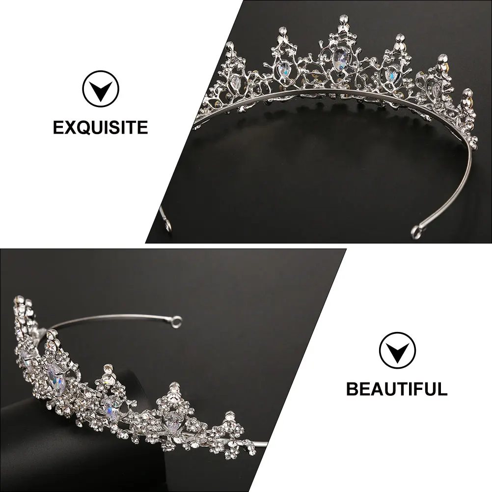 

Rhinestone Headpiece Bridal Tiara Wedding Hair Accessories Silver Decor Pin Loops Durable Comfortable Birthday Festival