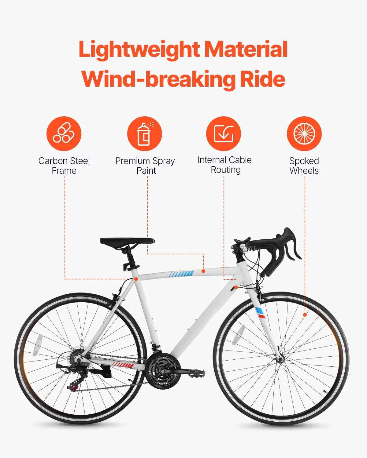 Road Bike, 700C Wheels Racing Bike,Drivetrain City Commuter Road Bicycle, Urban Adult Sport Bicycle with Drop Bar
