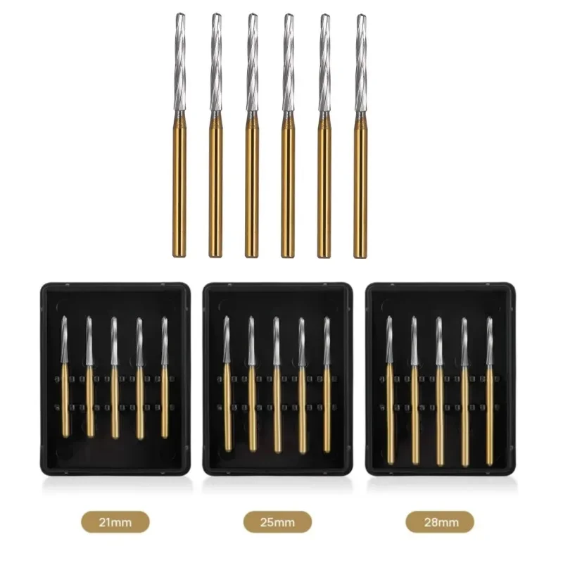 5pcs/Box Dental FG Tungsten Carbide Burs Dental Endo Z Cutter Drill Extraction Trimming Burs For High Speed Handpiece 19/25/28mm