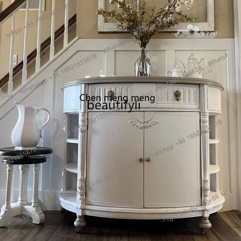 

X American solid wood foyer entrance cabinet wall decorative cabinet retro old dining side cabinet