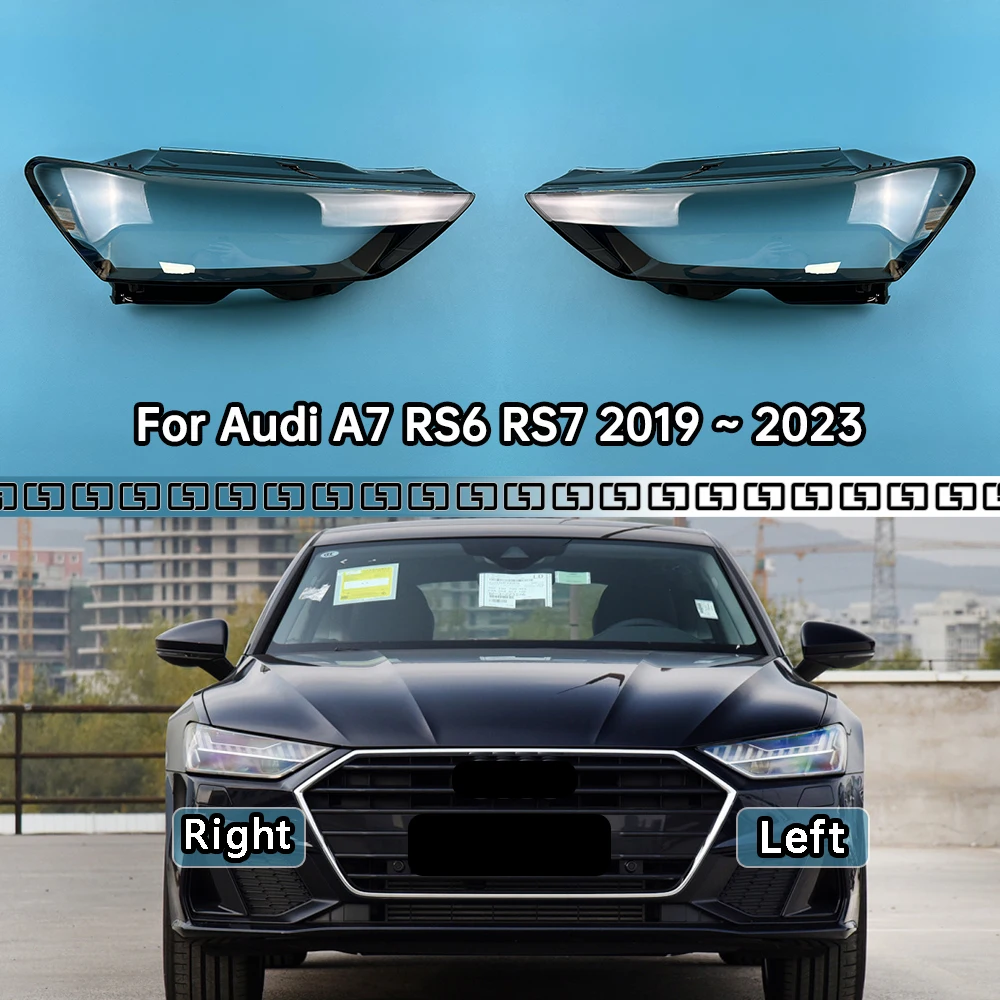 

For Audi A7 RS6 RS7 2019-2023 Headlamp Cover Transparent Lamp Shade Headlight Shell Plexiglass Replace Original Lampshade