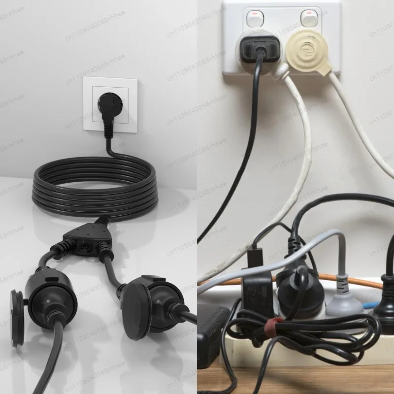Power extension cord 5cm/3/5/7M, male to female European standard electrical power socket with protected plug, 3680W 250V 16A view 4