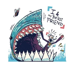 Cartoon Shark Poster Shark Big Mouth DTF Thermo Sticker Decals Heat Transfer Clothes Clothing Crafts Ironing Diy Accessory