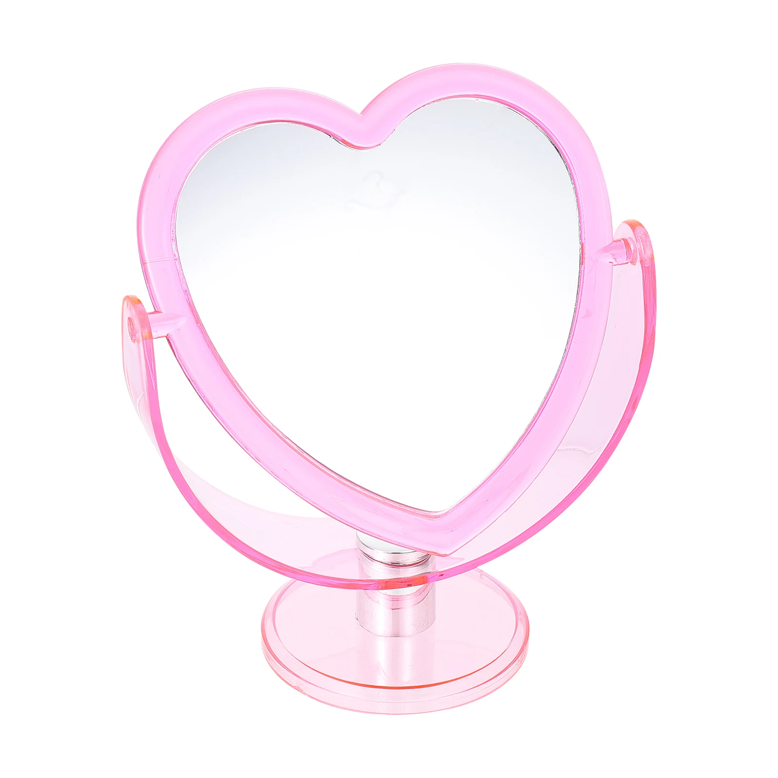 ハート型化粧鏡両面回転可能なデスクトップバニティミラー安定したベース高解像度ドレッシングテーブルに最適