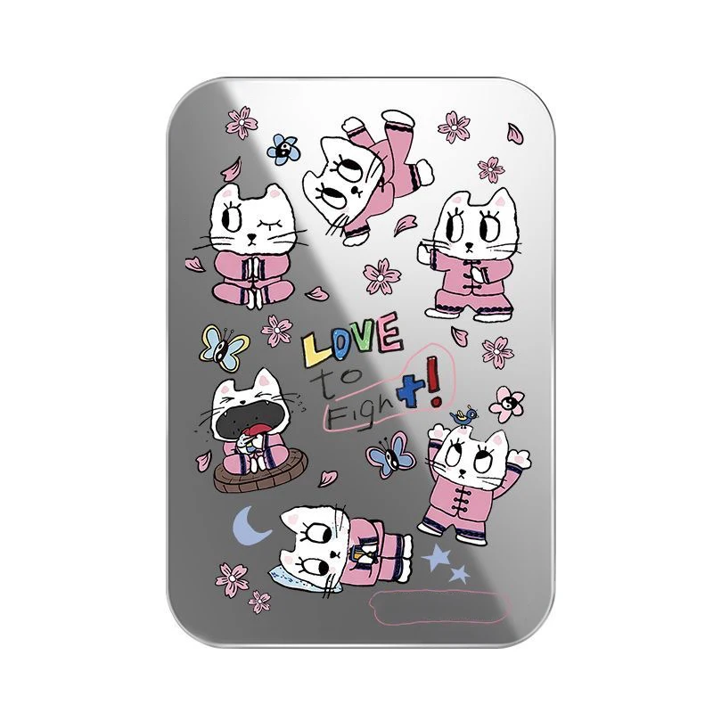 Cartoon Kung Fu Cat Magnetic Phone Grip Stand Card Holder for IPhone 13 14 15 16 17 Pro Max Case