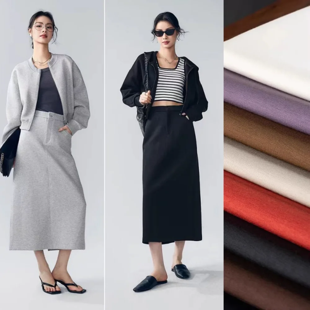 

Solid Colored Modal Cotton Air Layer Fabric for Clothing Casual Hoodie Outerwear Sweatpants Elastic Warm Cloth Diy Sewing