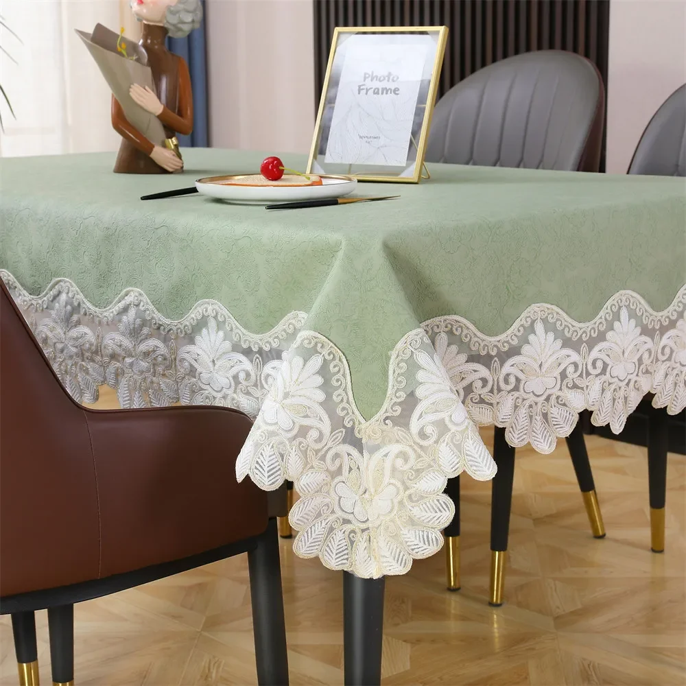 EIFLOY Chic PU Leather Tablecloth Waterproof Oil Proof Rectangular with Lace for Party Table Cover for Dining Table Dropshipping