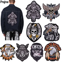 Punk Large Patch Motorcycle Biker Embroiderdy Patch Iron On Patches For Clothing Skull Back Embroidered Patches On Clothes DIY