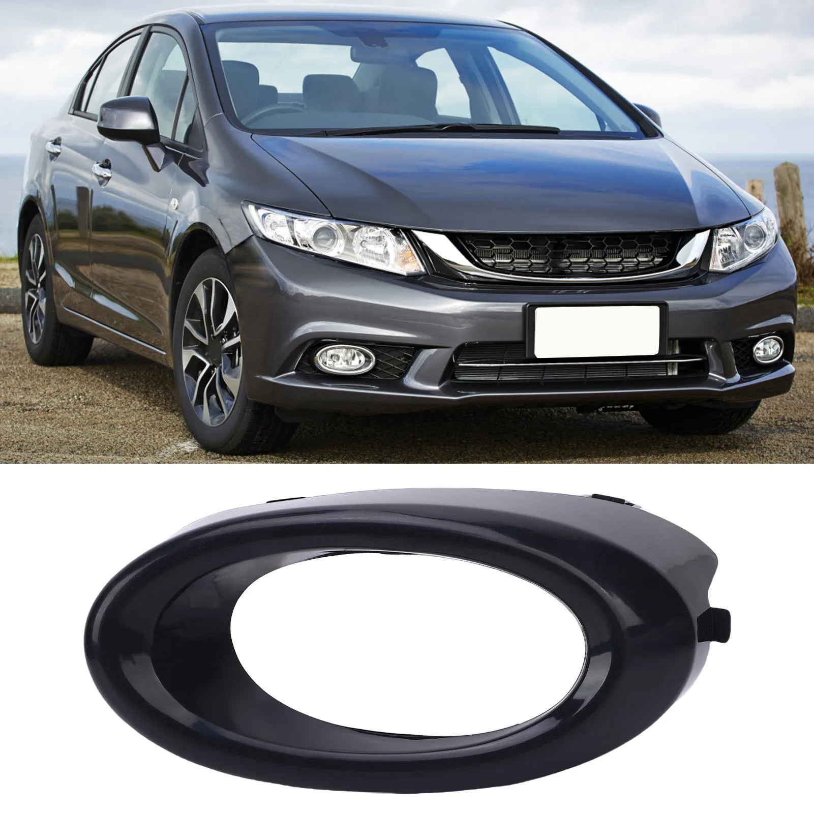 Shockproof Left Fog Lamp Bezel Bumper Insert For Honda Civic Si Sedan 2013-2015, Strong Structure Fog Light Cover Trim Part 7111