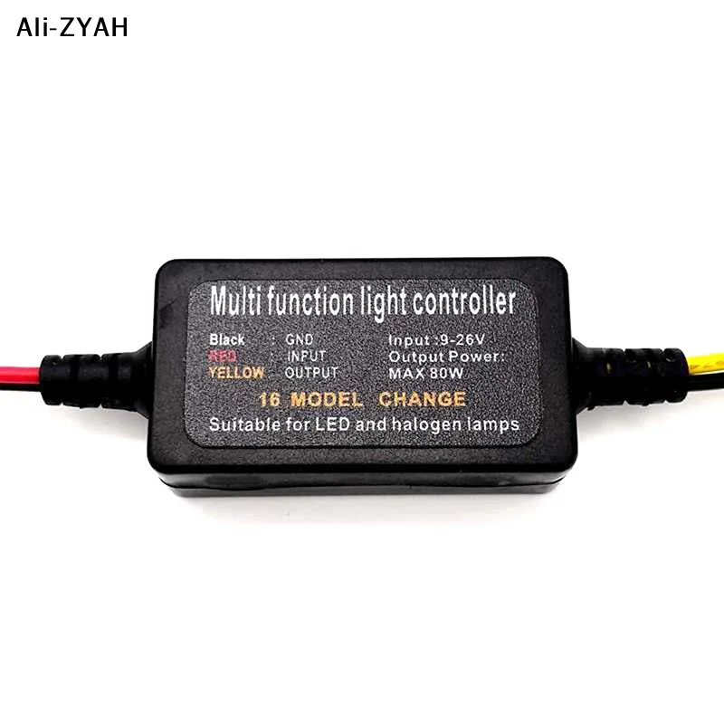 

Контроллер светодиодных стоп-сигналов с 16 режимами, регулируемый, 9-26В, для автомобилей, мотоциклов, грузовиков, мигающий задний фонарь