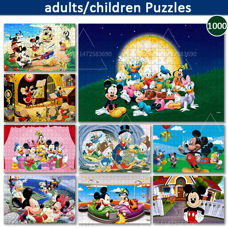 Disney Puzzle Toys Minnie Mickey Mouse Wonderful House 1000 PCS Children Educational Toys Adult Wooden Puzzle Handmade Gift Toys