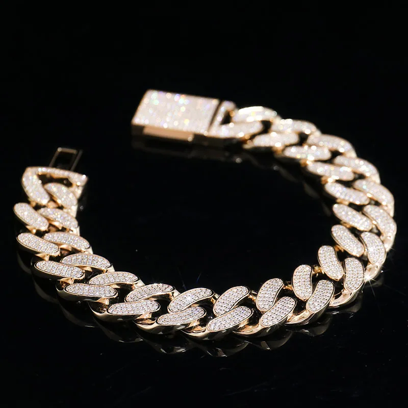 

Provence Fashion Bangle Diamond Cuban Link Bracelet Silver DEF/VS Lab Diamonds Luxury Hip Hop Bangles jewelry for Men Custom