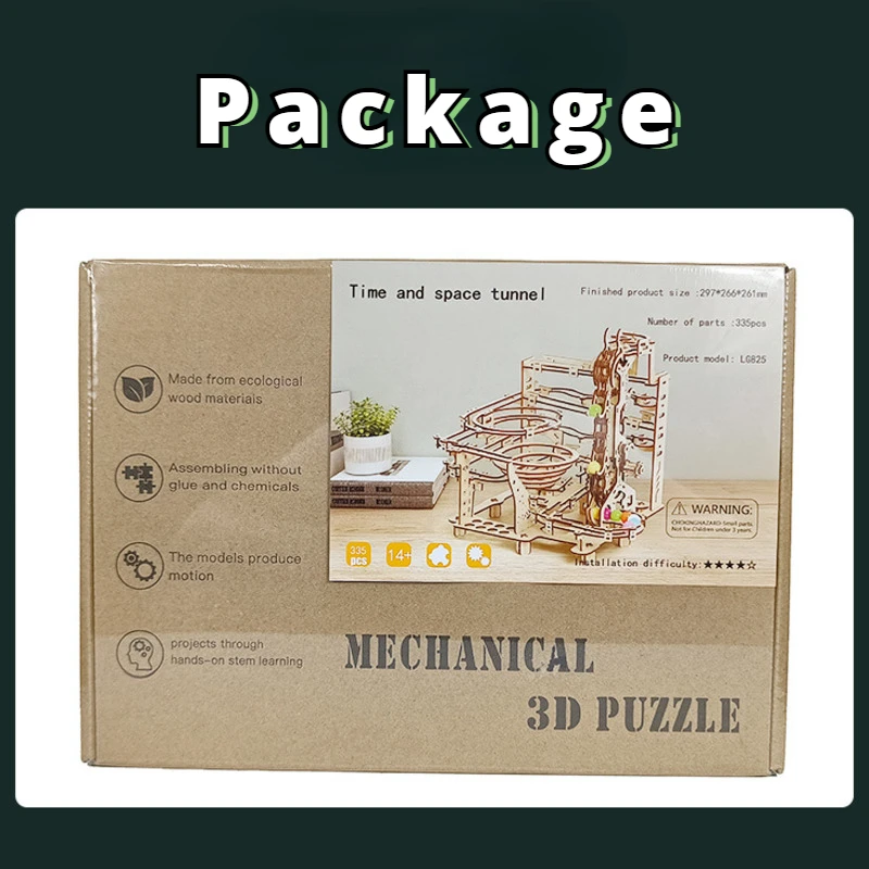 335PCS Marble Run Set 3D Wooden Puzzle DIY Maze Model Building Block Kits Assembly Educational Toys For Children Adult Stem Gift