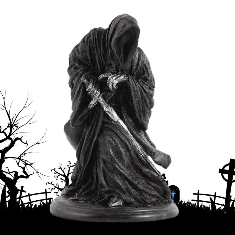 GrimReaper Decor Black Death Statue Horror Robe Nightcrawler Resin Desktop Statue Thrilling Robe Nightcrawler Horror Ghost Grim