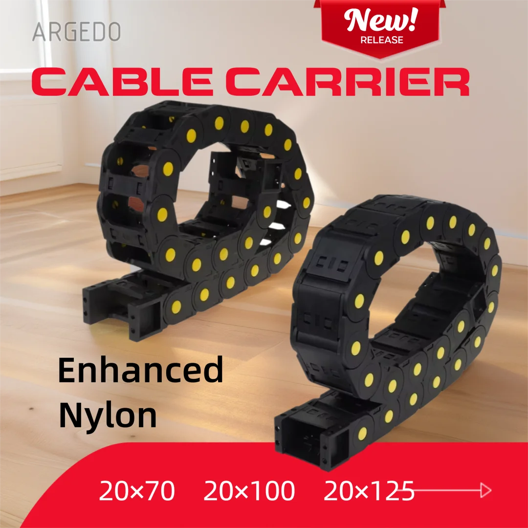 

1M Length Black Enhanced Nylon Cable Carrier Drag Chain 20x75/100/125 mm Bridge-type/Full-Closed
