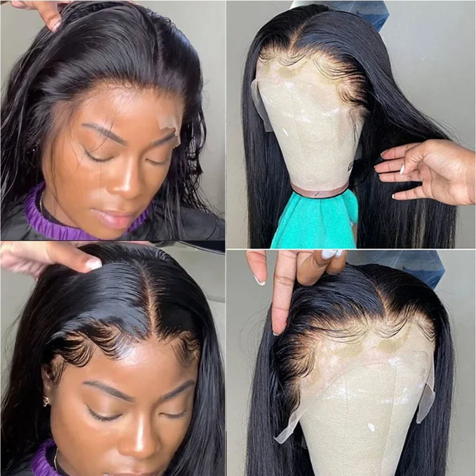 Peluca Frontal de encaje HD, peluca con malla Frontal 13x6, cabello humano de 30 pulgadas, pelucas de cabello humano de encaje transparente liso de hueso, peluca con cierre de encaje HD 4x4