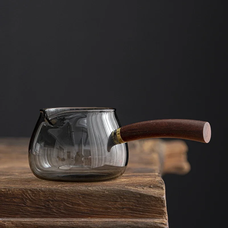 

Серая термостойкая стеклянная деревянная ручка, ярмарка чашки, японская боковая ручка, устойчивый к высоким температурам сепаратор для чая, аксессуары для чайного сервиза