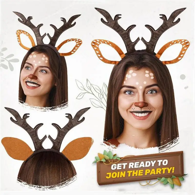 Reindeer Headband Adult Cute Realistic Deer Antlers Headband Animal Ears Headband For Cosplay Deer Costume reindeer headband