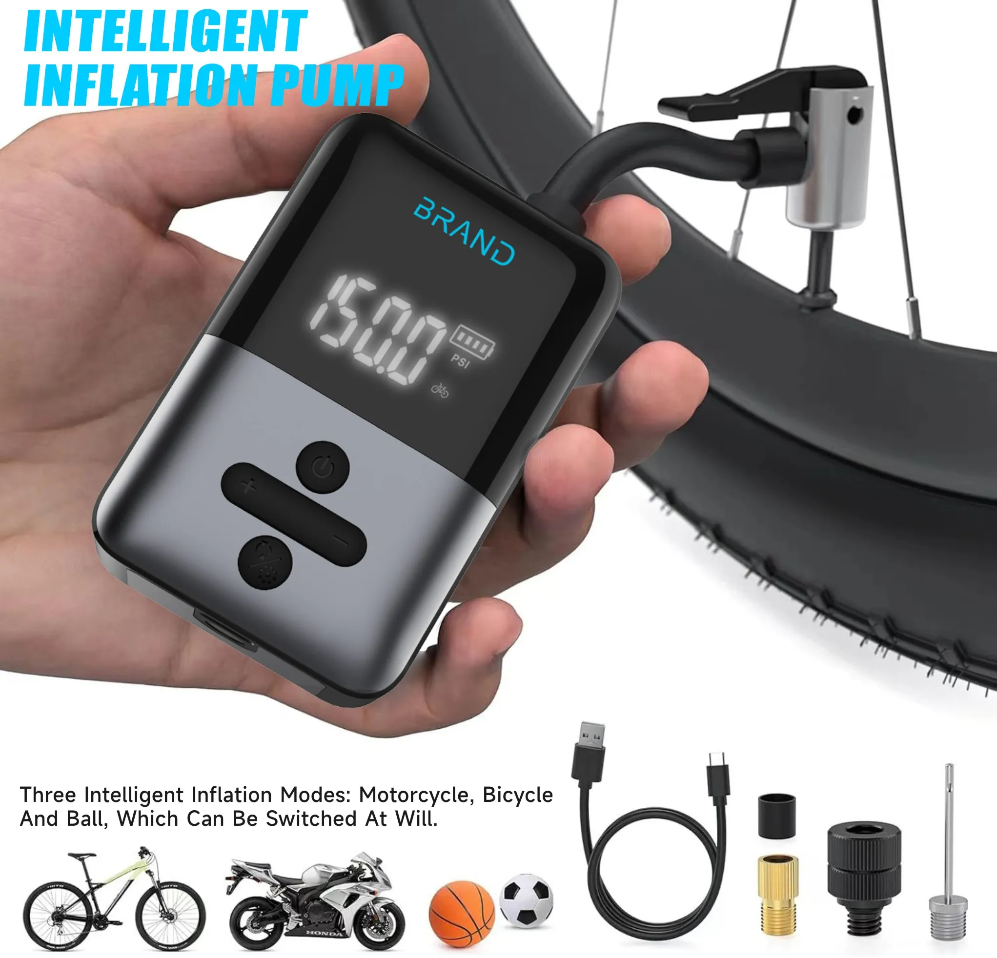 

High Quality 150 Psi Bicycle Electric Pump Portable Inflator Air Motorcycle Pumps Bike Battery Mini Tire Ball Filling Pump