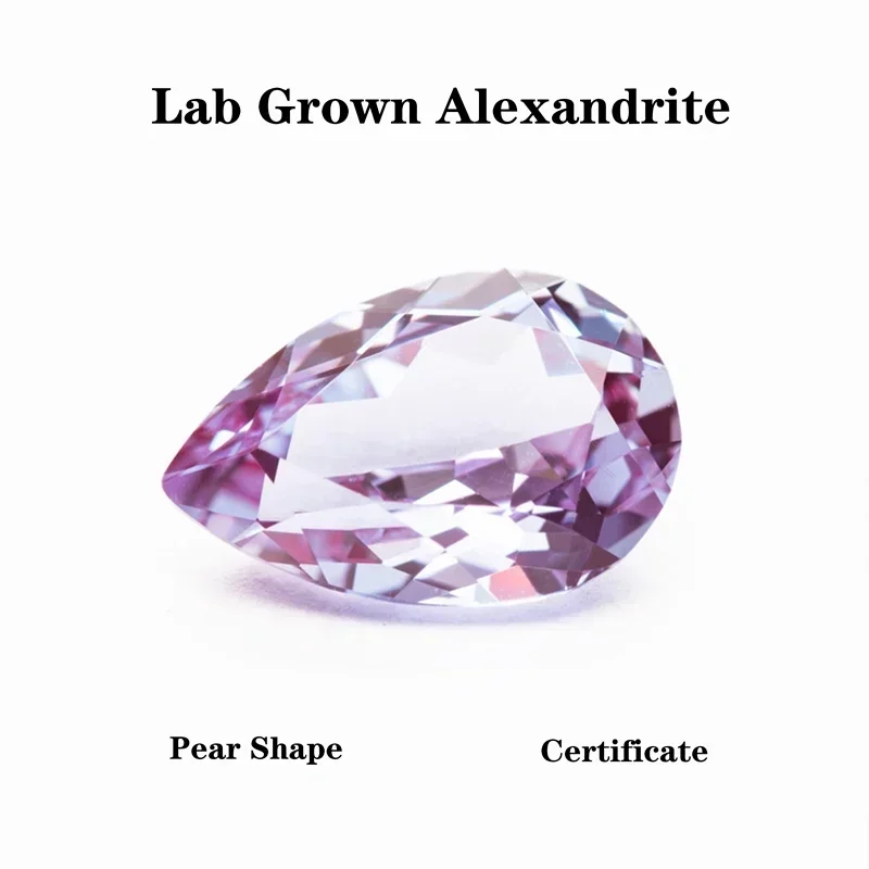 

Lab Grown Alexandrite Pear Shape Change Color Stone DIY Advanced Jewelry Making Materials Artificial Gemstone Certificate
