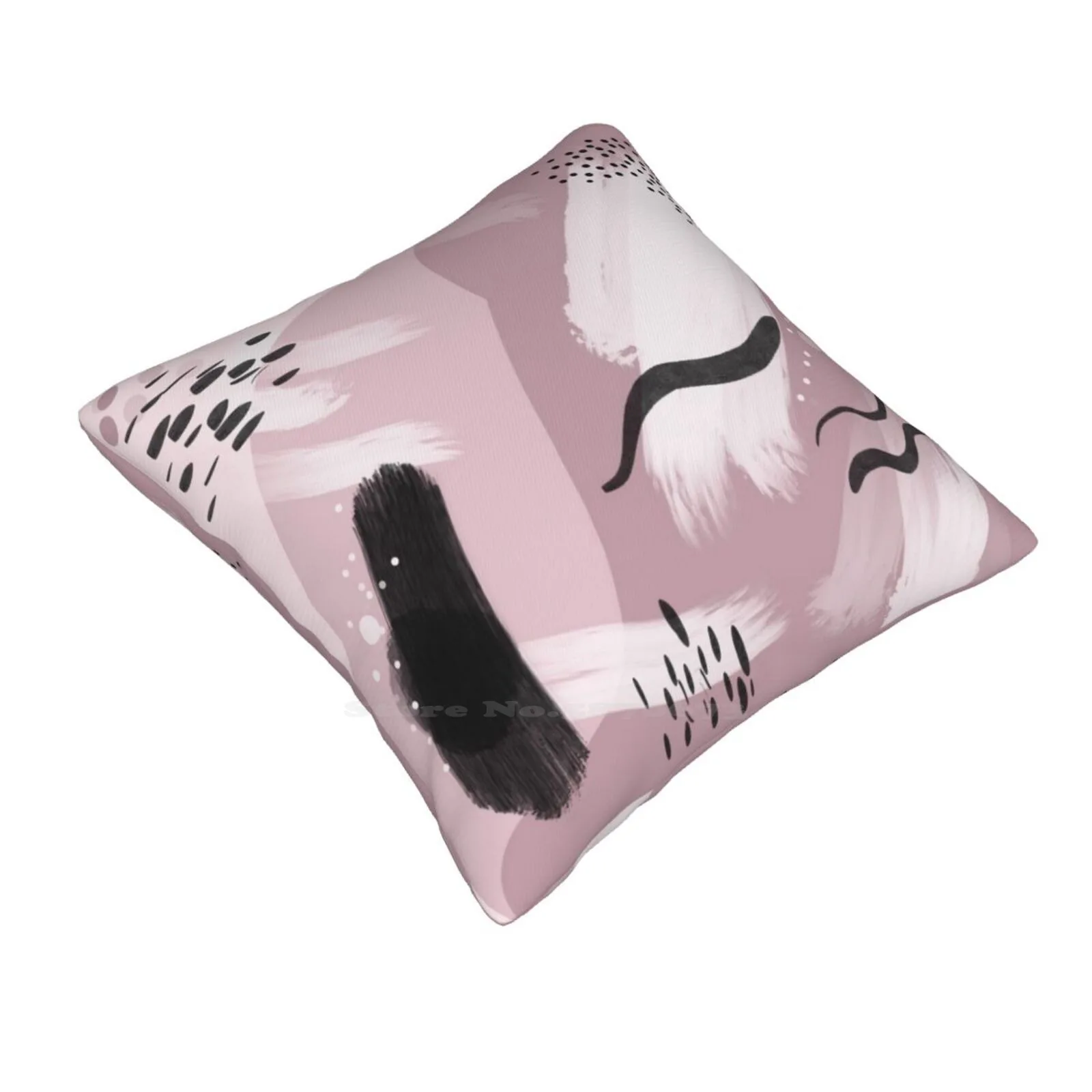 Modern Abstract Artwork. Pink , Black And White Throw Cushion Pillow Cover Abstract Contemporary Retro Simplistic Modernist