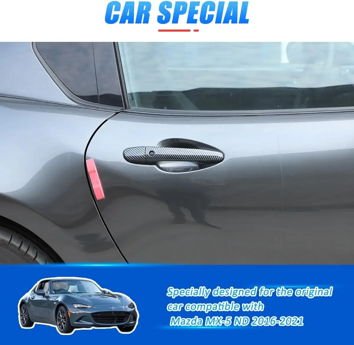 2PCS ABS Carbon Fiber Door Grab Handles Cover For Mazda MX-5 Miata ND Roadster 2016-2026 Trim Set Protective Accessories