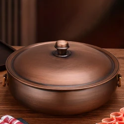 Handcrafted Pure Copper Hot Pot with Two Mandarin Ducks Design Multipurpose Soup And Stock Pot for Uniform Heat Distribution