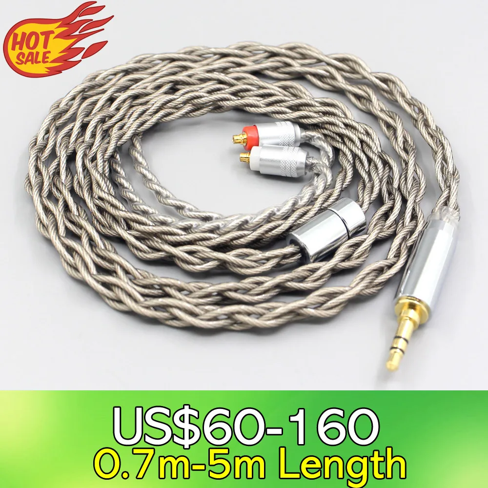 

99% Pure Silver + Graphene Silver Plated Shield Earphone Cable For Sony IER-M7 IER-M9 IER-Z1R Headset 4 core 1.8mm LN007942