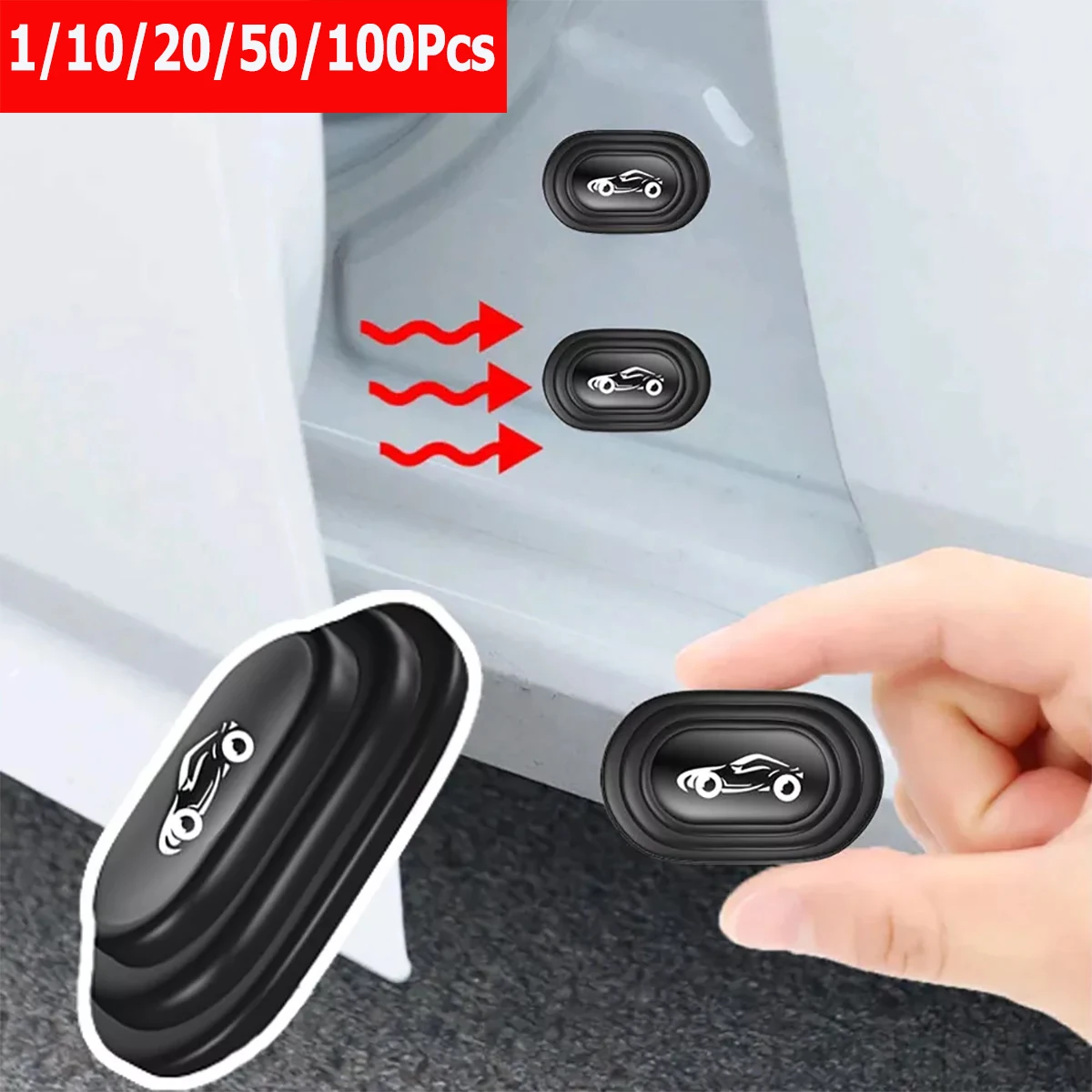 

1/10/20/50/100Pcs Car Door Anti-Shock Pads Universal Door Hood Trunk Black Noise Reduction Collision Protection Self-Adhesive