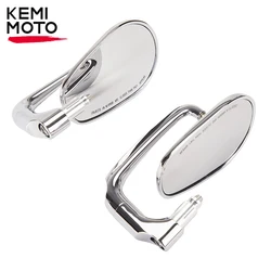 Motorcycle Side Mirror Handlebar Mirror Universal Motorcycle Bar End Rearview Mirror Silver CNC Aluminum Motorcycle Accessories