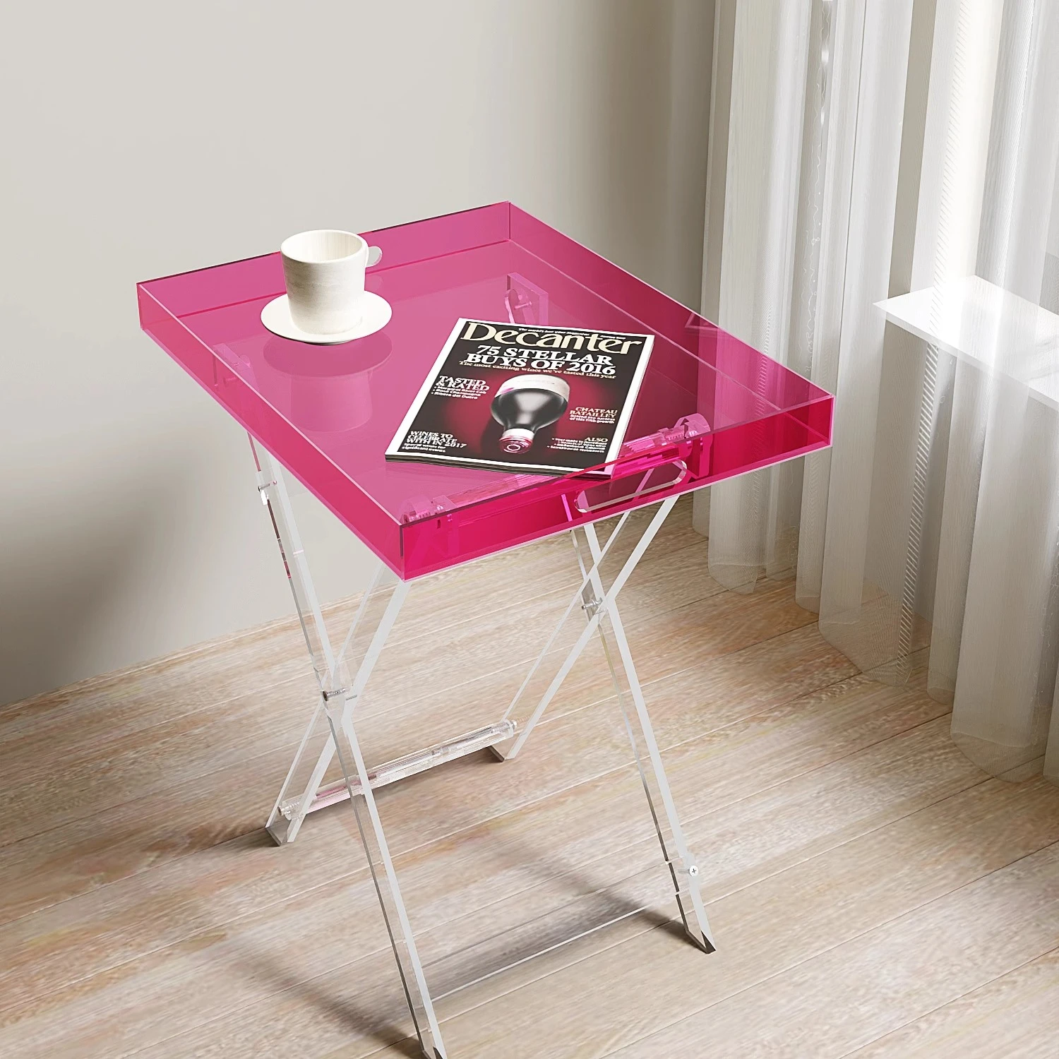 #k for Acrylic Side Table: Minimalist Design, Space - Saving Chic Home Decor Accent，Transparent Structure, Modern Aesthetic*