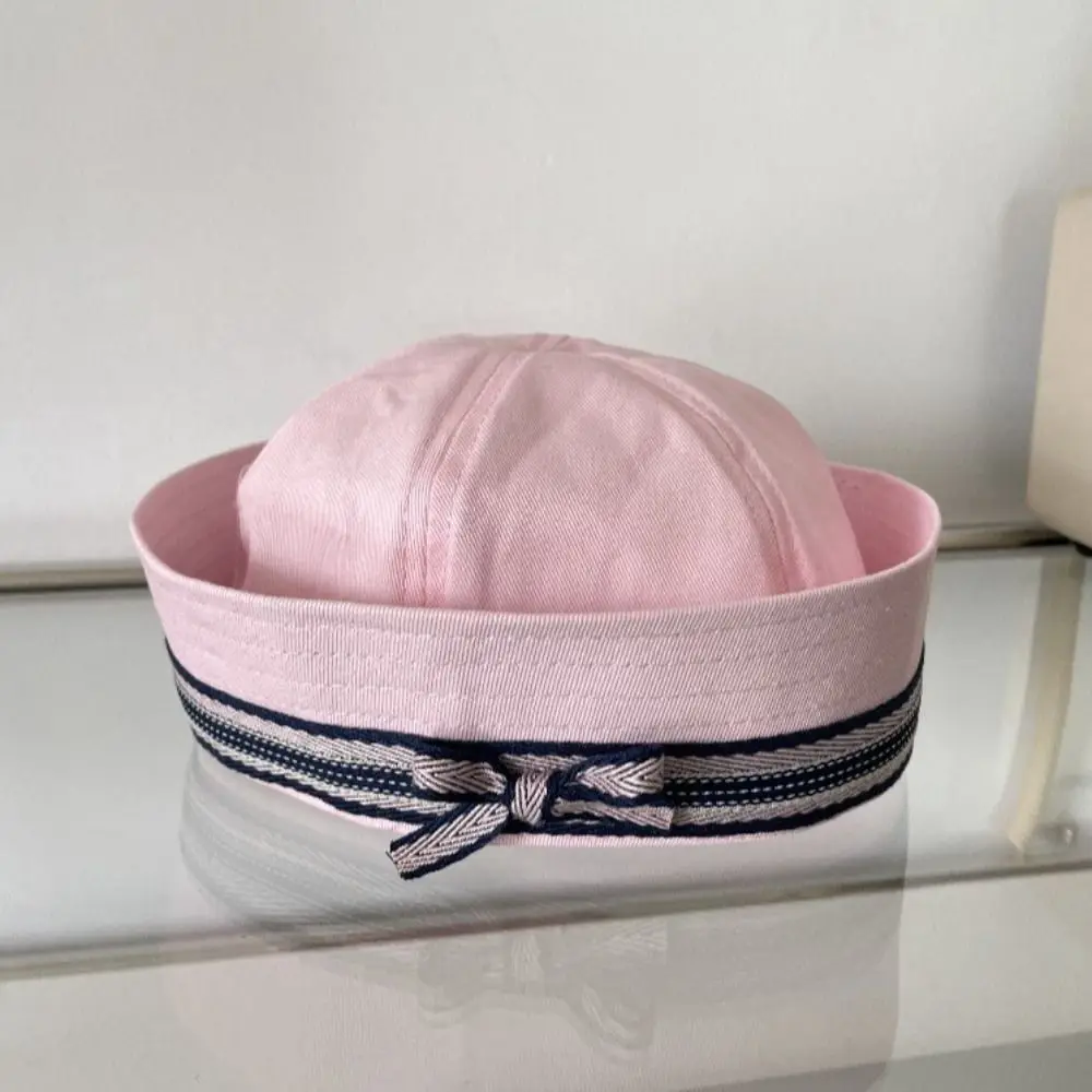 Fashion Spice Girl Bow Sailor Caps Flip Brim Japanische Damen Marine Hut Gestreifte Kuppel Y2k Baskenmützen Reisen