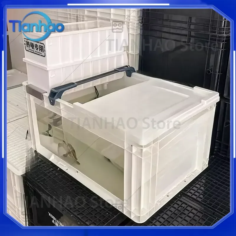 White Turnover Box for Raising Turtles Visual Turtle Tank Feeding Tank Turtle Box Fish Tank for All Small Aquatic Pets