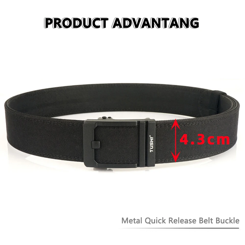 TUSHI 43mm Steifer Taktischer Gürtel für Männer Metall Automatische Schnalle Militär Polizei Duty Gürtel 1100D Nylon Gun Gürtel Casual gürtel Männlich – Detail 7