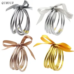 Powder Jelly Bangles Set Silicone Round Tube Acrylic Bracelet Happy Party Jewelry For Women Fashion Multi Colors Girl Gift C1135