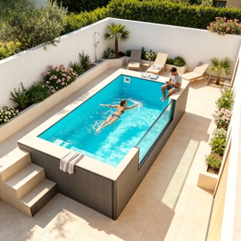 Wholesale Shipping Large Prefab Container Swimming Pool 20ft 40 Feet Home Family Small Size Fiberglass Outdoor Swimming Pool