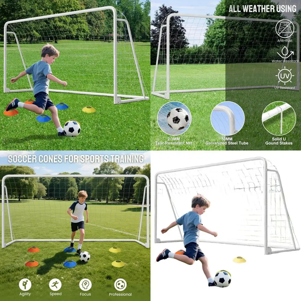 

All-Weather Steel Soccer Goals for Full-Size Play or Backyard Training - Suitable for Teens and Adults